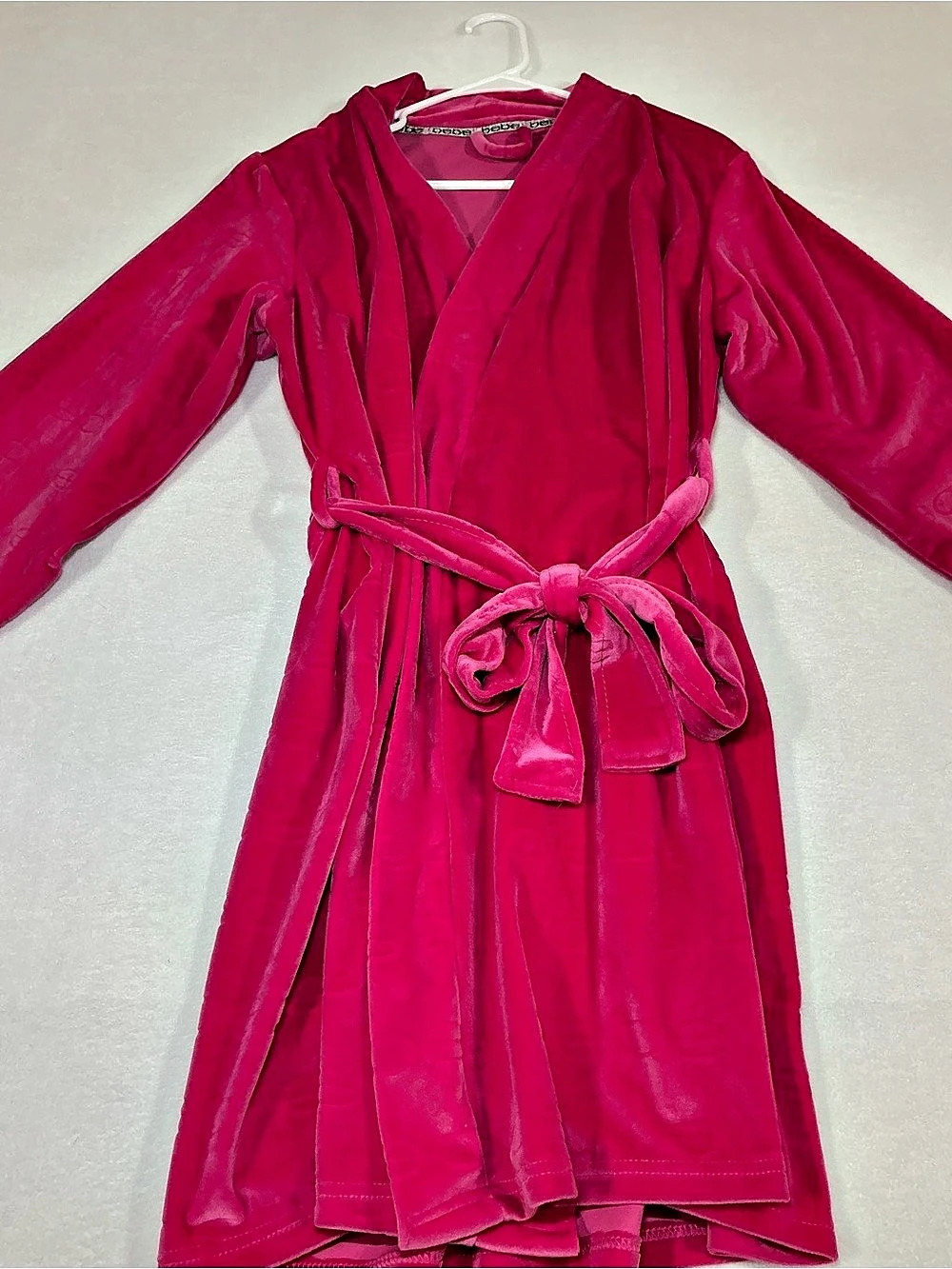 bebe Sleepwear Velour Logo Robe Pink